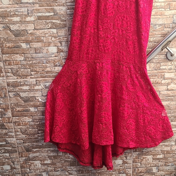 Strapless Red Lace Dress Sugar - Picture 3 of 13